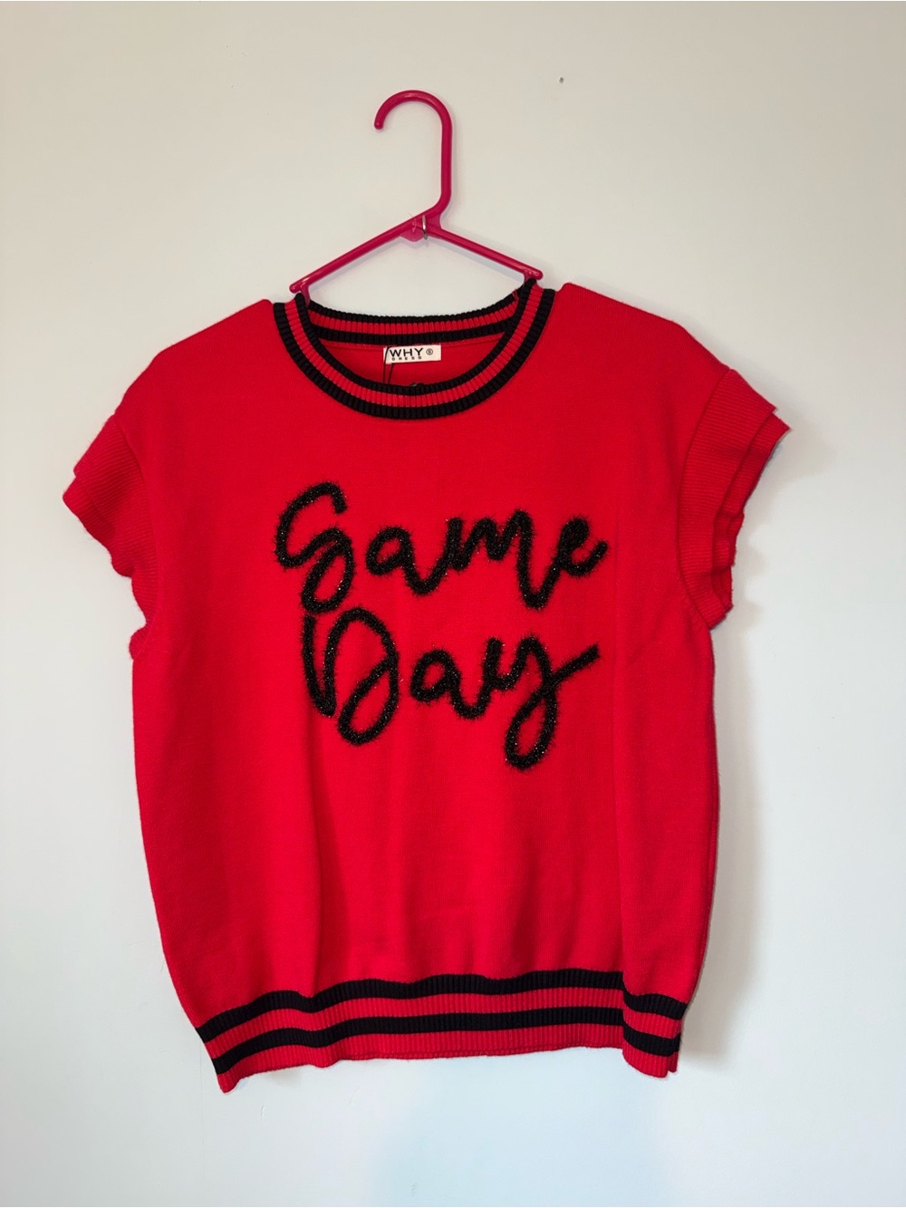 WHY Red 'Game Day' Knit Short Sleeve Sweater